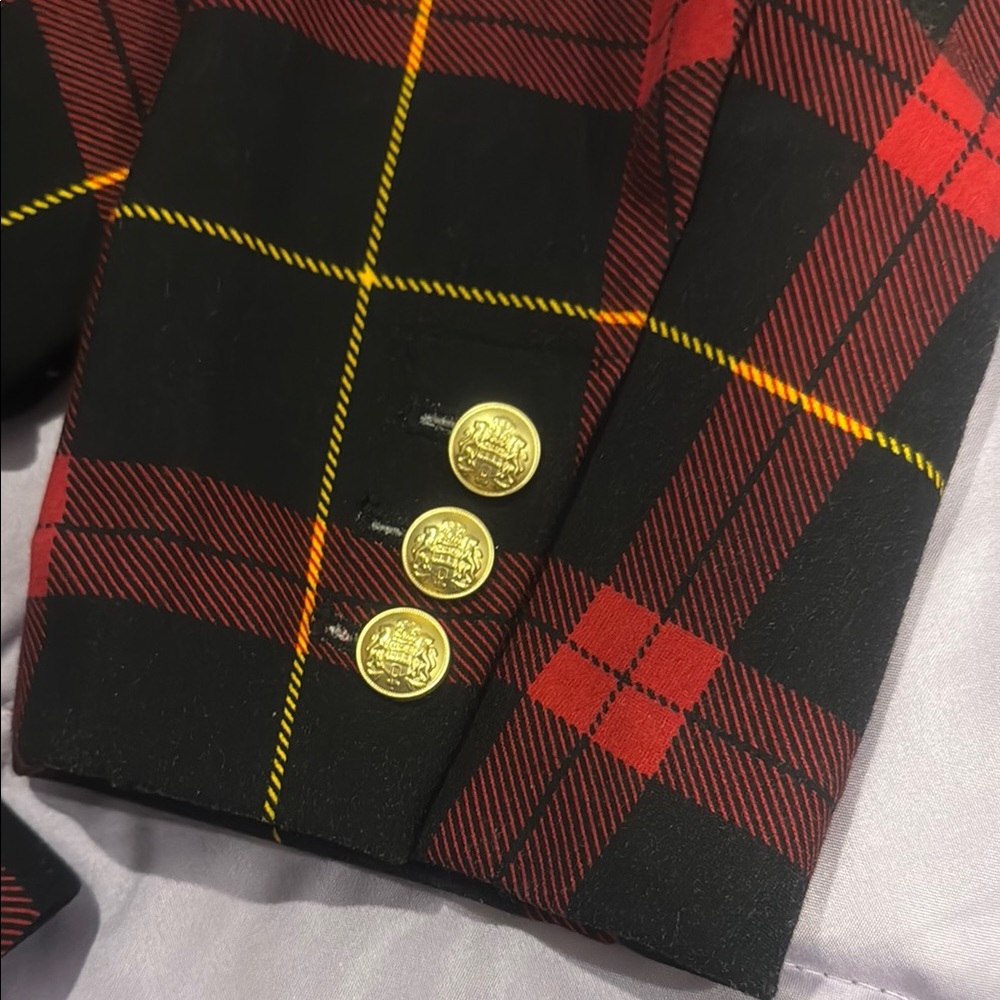 Torrid Betsey Johnson Red and Black Crop Plaid Blazer - Picture 5 of 6